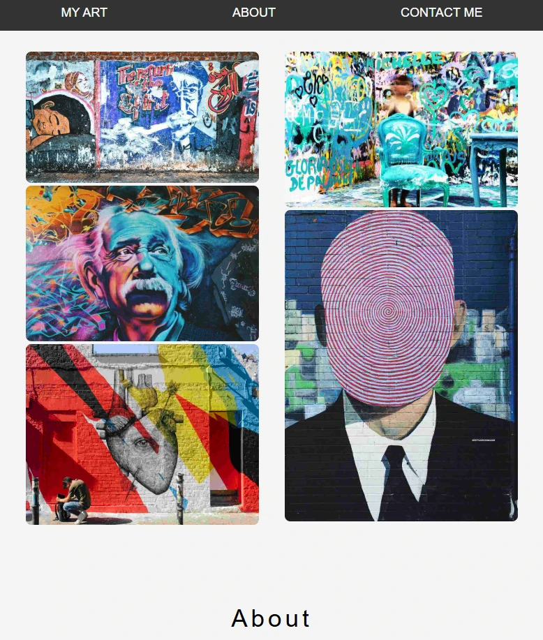 Menú de navegación y galería de imágenes de la práctica final CSS.